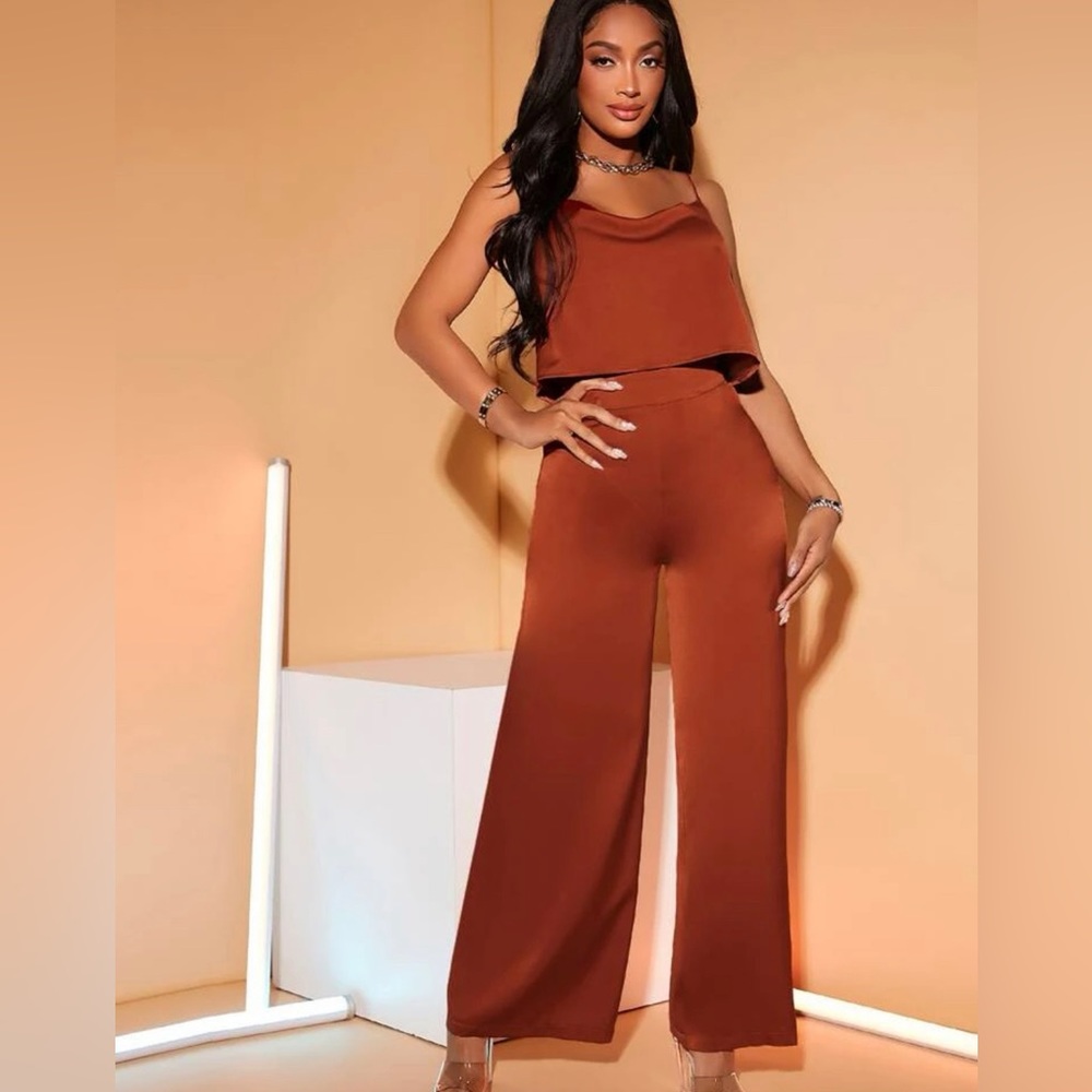 2 pc satin cami top and pants